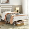 thumbnail image 2 of Yaheetech Vintage Metal Platform Bed Frame with Diamond Pattern Headboard, Twin, White, 2 of 7