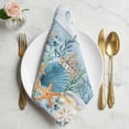 thumbnail image 2 of Blue Coastal Cloth Napkins, Summer Beach Starfish Shell Coral Nautical Washable and Reusable Dinner Napkins Set of 2, Table Napkin for Kitchen Party Birthday Wedding Hotel Housewarming 20"x20", 2 of 9
