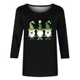 thumbnail image 5 of St. Patrick's Day Festive T-Shirt for Women Gnomes Shamrock Graphic Crewneck Long Sleeve Relaxed Fit Soft Breathable Holiday Tee Top, 5 of 7
