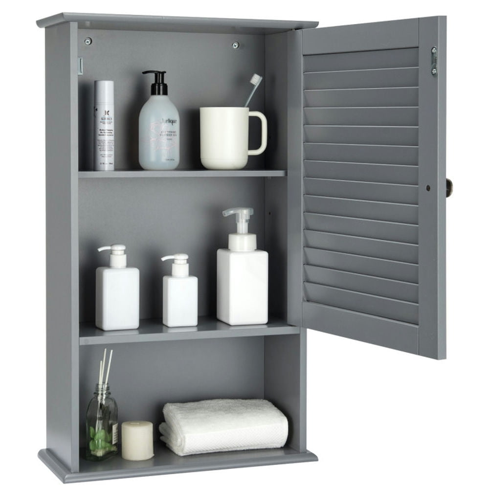 Finihen Bathroom Wall Cabinet, Wall Mounted Bathroom Cabinet, Medicine Cabinet, Bathroom Wall Mount Storage Cabinet Single Door with Height Adjustable Shelf, Gray Finihen Bathroom Wall Cabinet, Wall Mounted Bathroom Cabinet, Medicine Cabinet, Bathroom Wall Mount Storage Cabinet Single Door with Height Adjustable Shelf, Gray