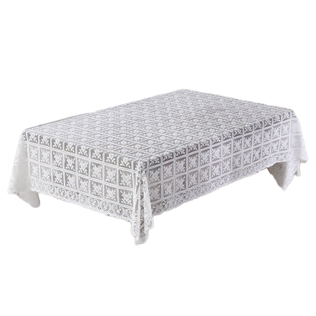 White Polyester Table Cloth 55 in x 55 in Square Fringe Decorative Cover for Wedding Party Outdoor Indoor Dining Tables Machine Washable
