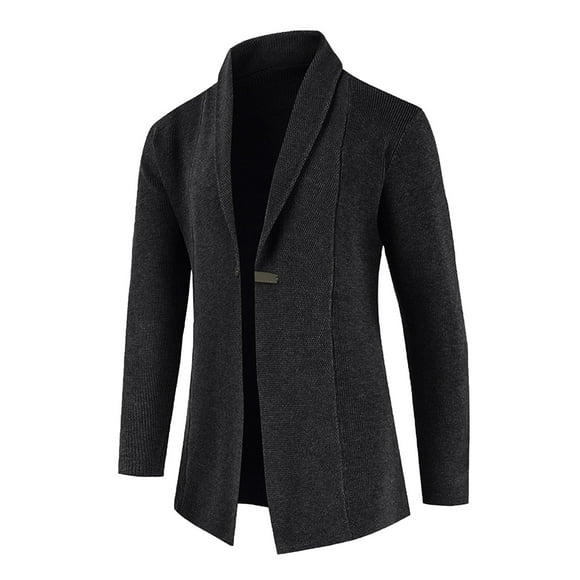 EGNMCR Mens Sweater Men Casual Solid Long Sleeve Cardigan Slim Long Sleeve Turndown Sweater Knit Coat