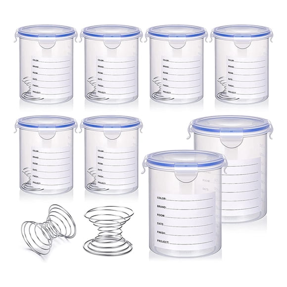 8 Sets Paint Container with Stainless Steel Mixing Ball Touch Up Paint Cups for Repainting Leftover Paint,1000Ml