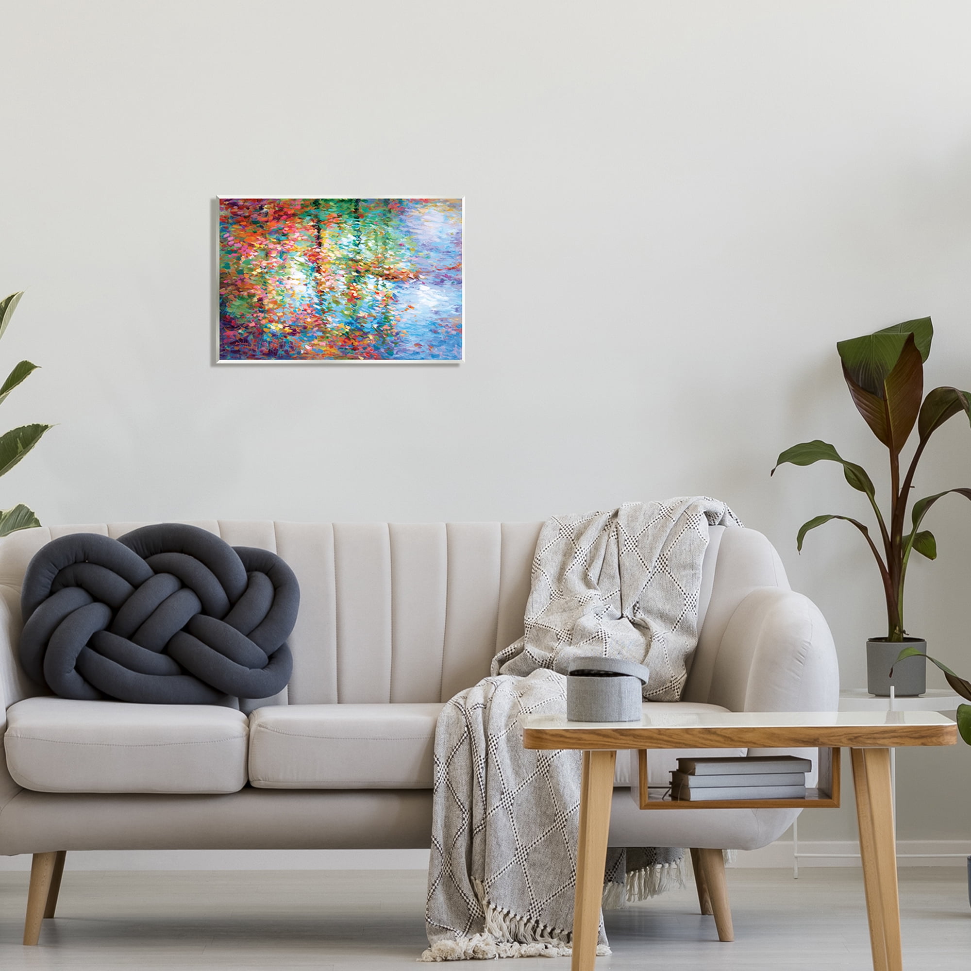 Stupell Industries Abstract Leaves Colorful Reflections Landscape Painting Unframed Art Print Wall Art, 19 x 13