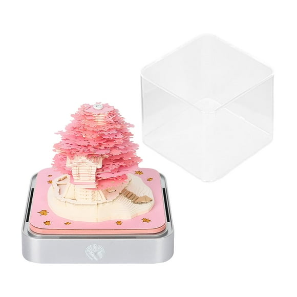 Calendario 3D con LED creativo DIY, Bloc de notas con grabado en papel, hermoso calendario de escritorio 3D 2024 para escritorio, año Nuevo, oficina Rosa