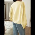 thumbnail image 6 of Women Fall Long Sleeve Sweater V Neck Tops Casual Light-Weight Knit Pullover Shirts Light Yellow S, 6 of 7