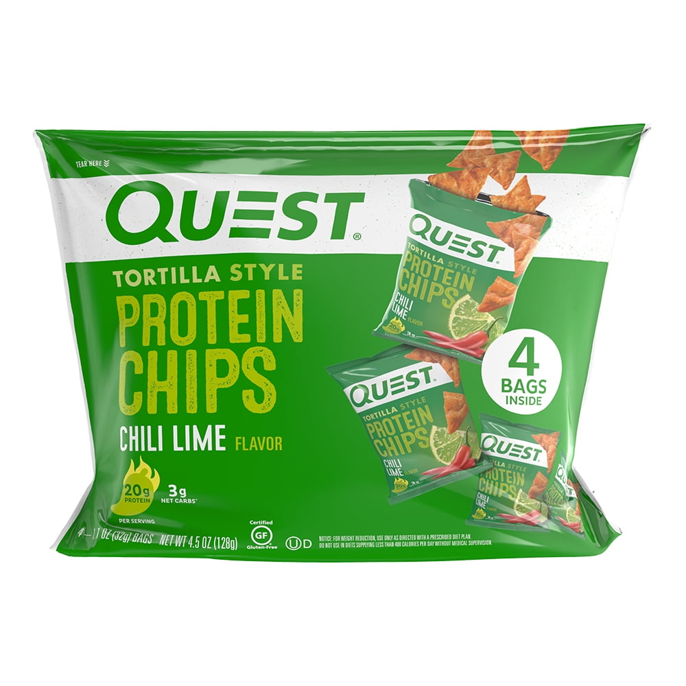 Quest Tortilla Style Protein Chips, Chili Lime, 1.1oz - 4ct Pack