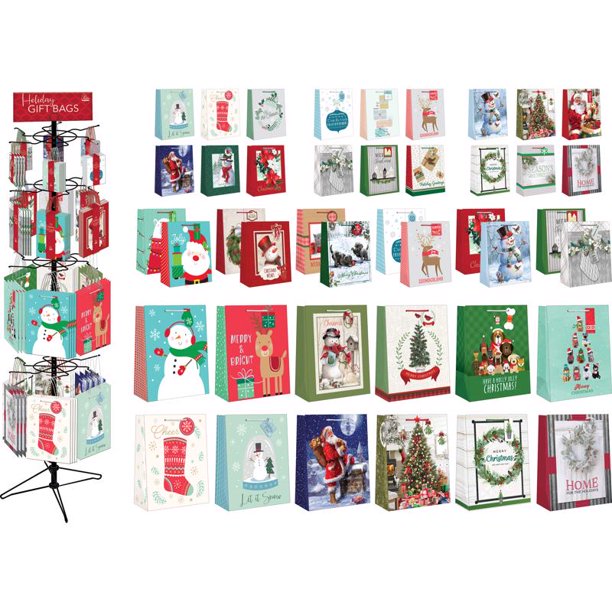 Bolsa de regalo con imágenes de papel variadas para Navidad (paquete de 96)