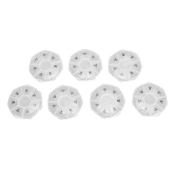 Organizador de medicinas de viaje redondo, portátil, pequeño, transparente, caja de medicina semanal de 7 días para exteriores, 7 Uds. YUNYI BRAND Deportes