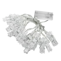 20 Led Photo Clip String Lights 3M Warm White, Battery Operated, 20 Leds Each Clip, Portable Hanging Decoration For Photos Artworks Cards Indoor Outdoor
