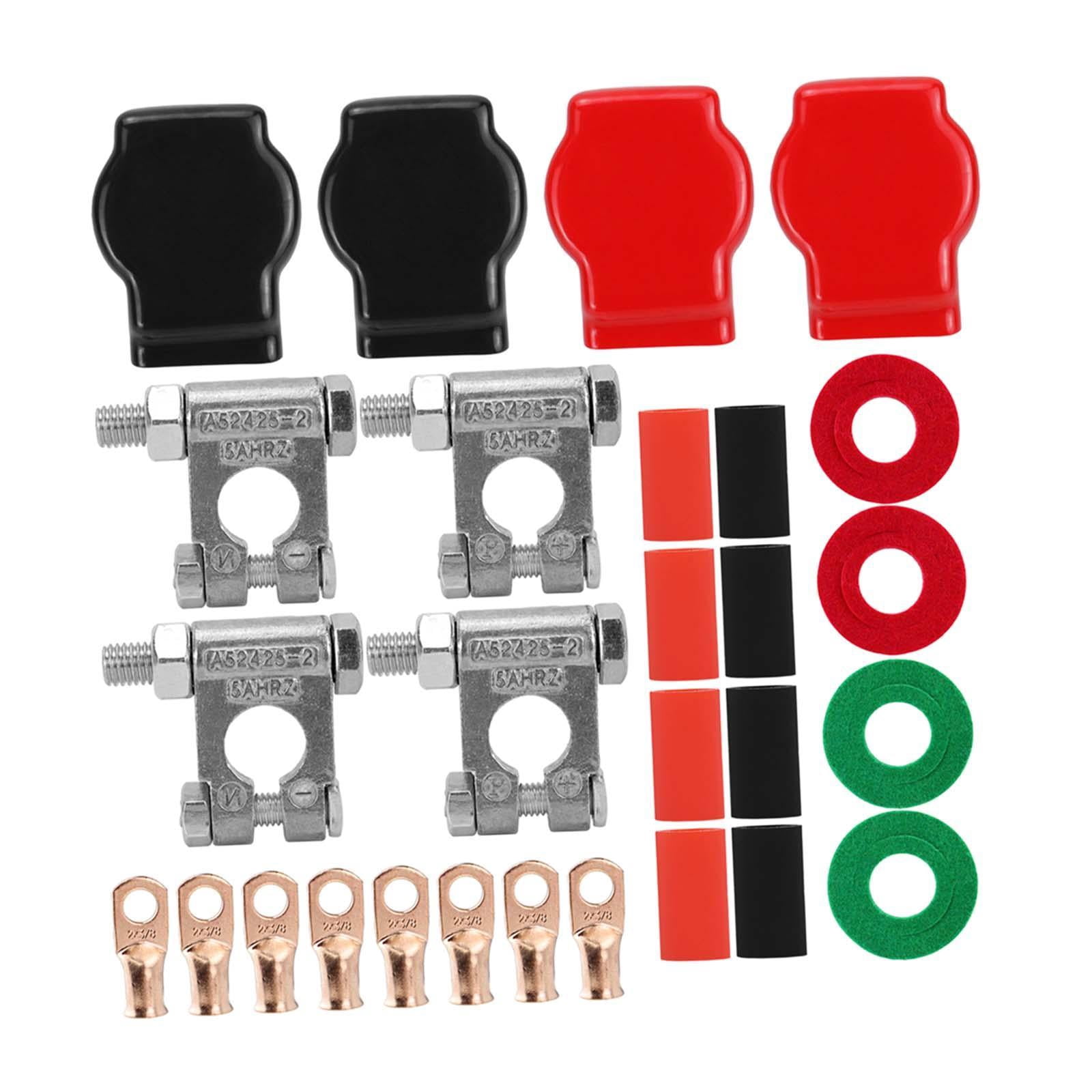 Wzmzjy Terminal Connector Kit 3/8" Copper Lugs with Cover Washers Heatshrink Heavy Duty