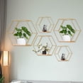 thumbnail image 6 of kowaku 5 Pieces Hexagon Iron Wall Mount Shelves Storage Rack Home Office Geometric Shelf for Photo Artworks Picture Display Golden, 6 of 9