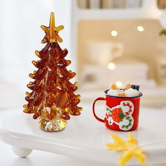 FAIOROI Small Christmas Tree Glass Ornaments Mini-landscapes Christmas Tree Holiday Gifts Tabletop Decoration