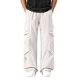 thumbnail image 3 of Tqyyweavej Men's Casual Cargo Pants Plus Size Straight Leg Trousers with Pockets Drawstring Wide Leg Outdoor Joggers for Hiking S-5XL, 3 of 10