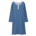 thumbnail image 5 of WBQ Women's Long Sleeve Polka Dot Nightgown Button Up Retro Nightshirt Over Knee Length Nightdress Casual Soft Sleep Dress Loungewear, S-2XL, 5 of 8