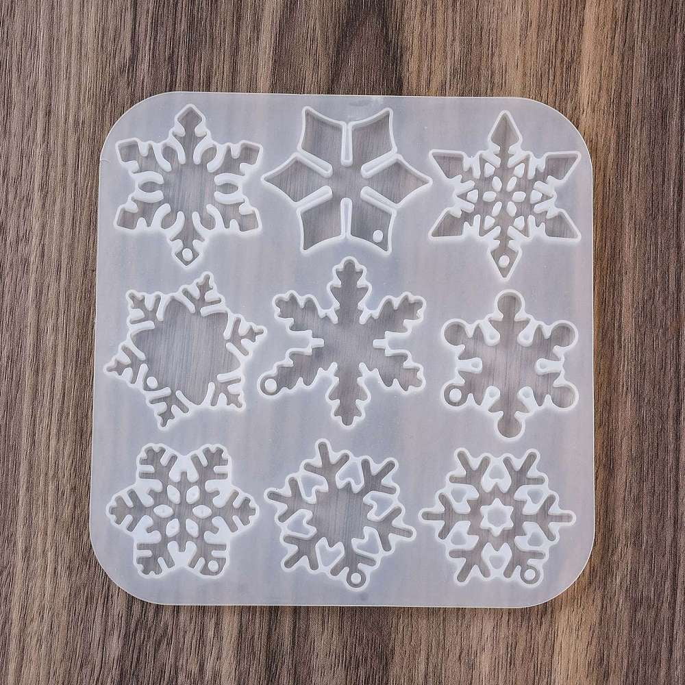 Christmas Pendants DIY Silicone Mold Resin Casting Molds for UV Resin Epoxy Resin Craft Making White Snowflake 130x125x5mm Inner Diameter: 37~42x30~46mm