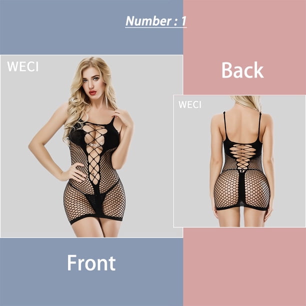WECI Mujeres 18 Estilos Sexy Lencería Abierta Entrepierna Body Vestido De Malla Ropa Interior Erótica Red Calcetín Alta Estiramiento