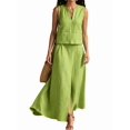 thumbnail image 3 of Summer Skirt Sets Women 2 Piece Outfits Sleeveless Top Elastic Waist Maxi Dress Sets with Pockets Green XXL, 3 of 6