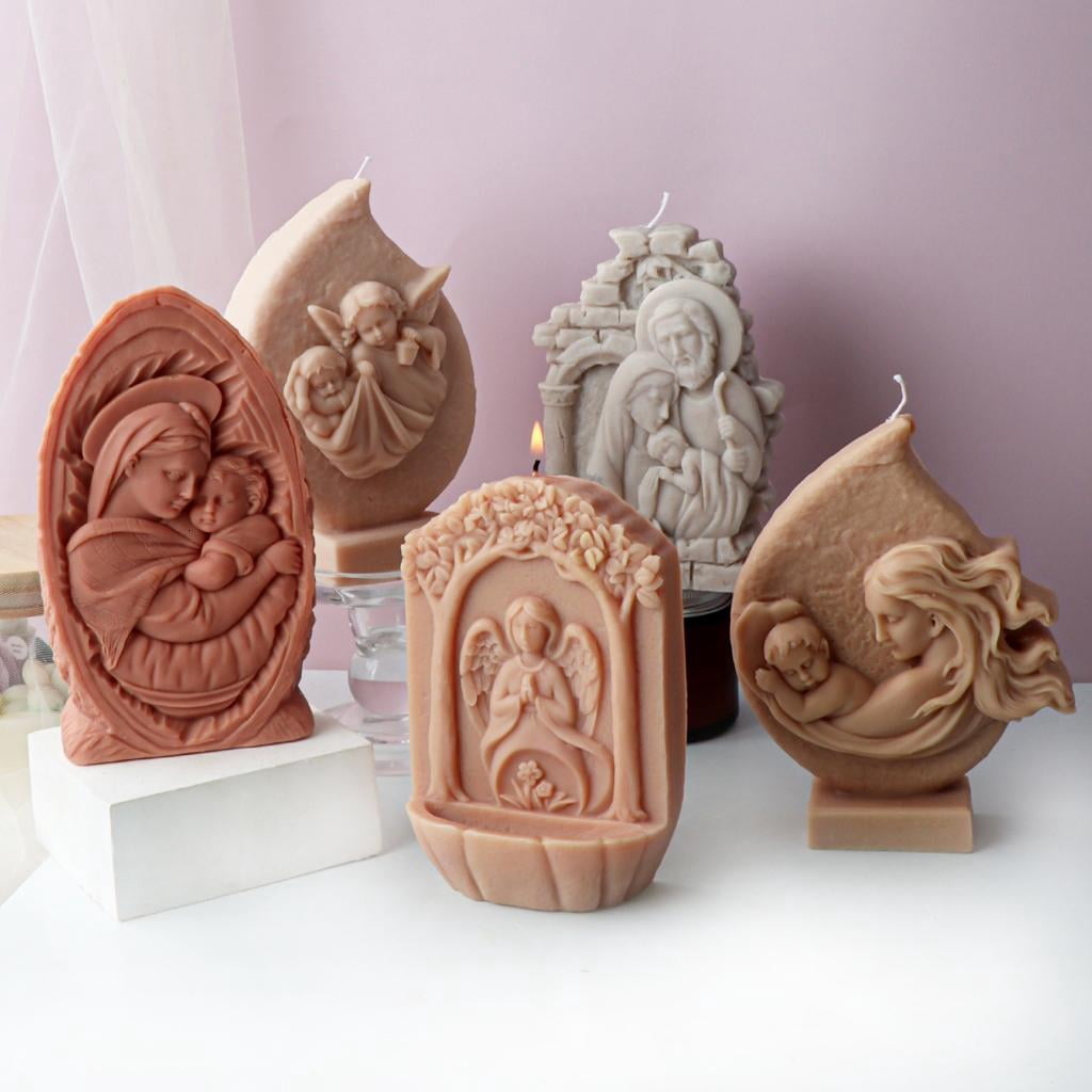 Osdhezcn Statues Moulds Religious Candle Making Molds Sculpture Molds Silicone Texture