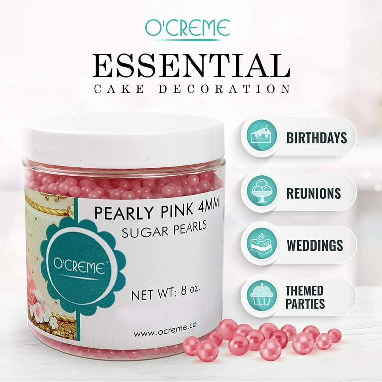 Ultimate Baker Edible Pearls Pink Princess Beads for Cake Decorating (8oz)
