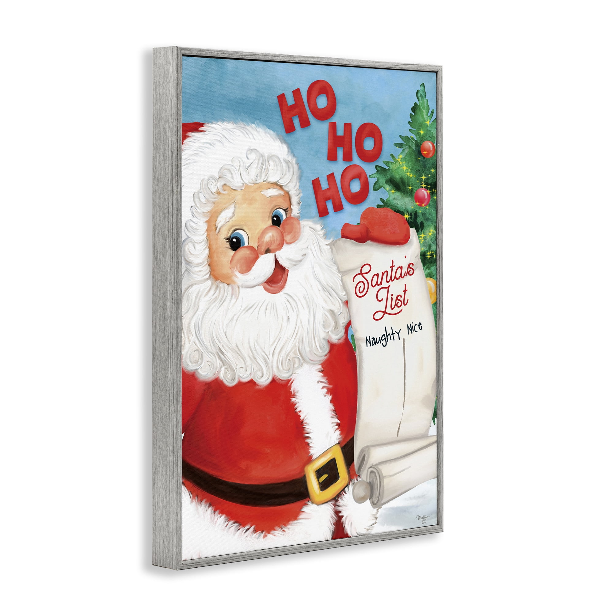 Stupell Industries Santa's Naughty Nice List Holiday Painting Gray Framed Art Print Wall Art, 16 x 24