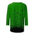 thumbnail image 3 of Fewfanhot Blouses for Women Dressy Casual Halloween Fashion Printed Round Neck Three Quarter Sleeve T-shirt Loose Top, 3 of 4