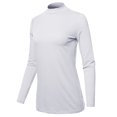 thumbnail image 2 of A2Y Women's Basic Solid Soft Cotton Long Sleeve Mock Neck Top Shirts Off White 1XL, 2 of 5