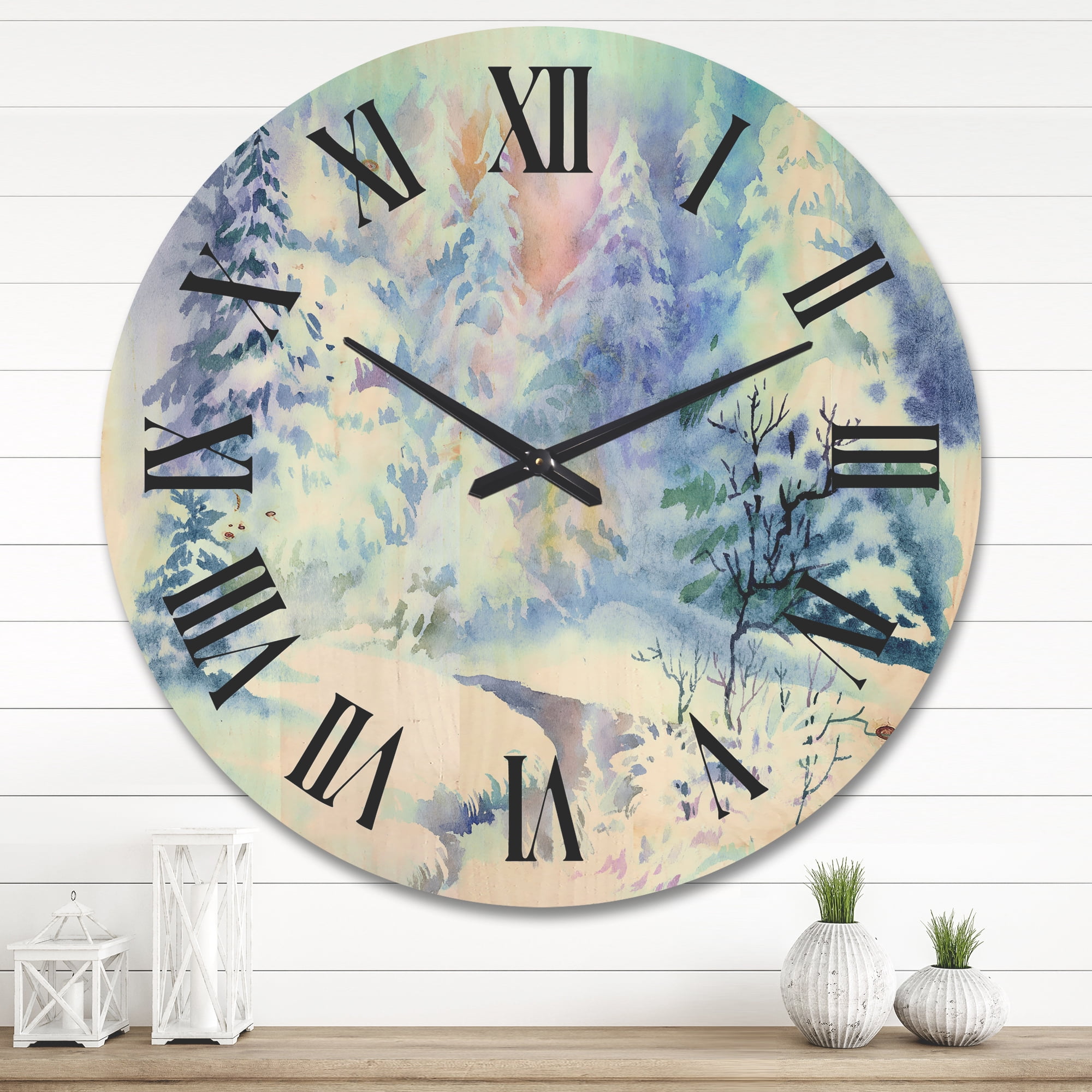 Designart 'Three Tulips Red and Pink' Traditional Wood Wall Clock
