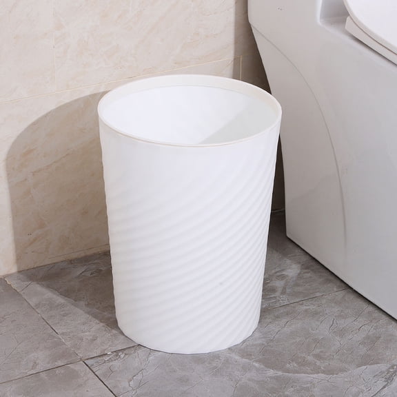 UPKOCH White Plastic Garbage Can with Built in Bag Holder Ring for Bathroom Bedroom