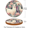 thumbnail image 3 of Alpaca Set of 6 Round Coasters, Microfiber Leather Drink Coasters for Cups, 4.3x4.3 Inch Table Coasters, Coaster Set for Home and Office, 3 of 6