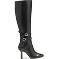 thumbnail image 3 of Louise Et Cie Yancey Buckle Knee High Pointed Dress Leather Boots Black Leather (BLACK, 5), 3 of 3