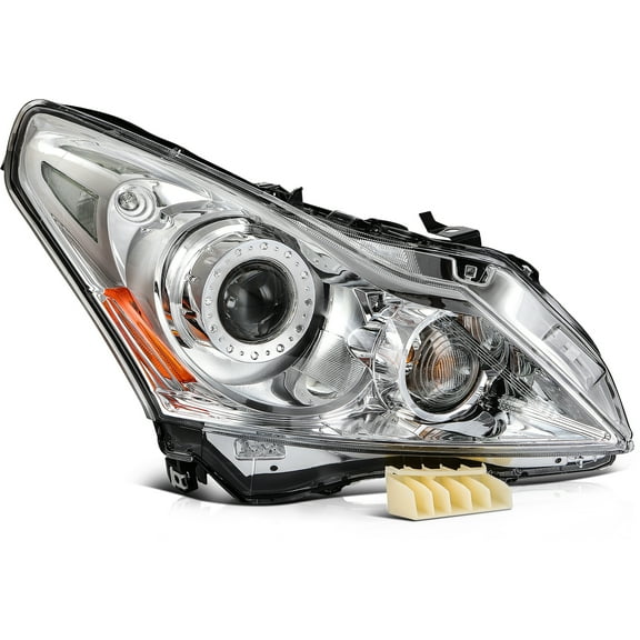 cciyu Headlight Assembly Replacement for 2010-2013 for Infiniti G37 / 11-12 for G25 4-Door Sedan Titanium Clear Chrome Housing Clear Lens Passenger Side Headlamp 260101NM1D IN2503159