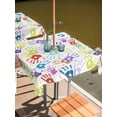 thumbnail image 2 of Outdoor Tablecloth with Umbrella Hole for Patio/Picnic/Party/Camping, Colorful Hand Print Waterproof Table Cloth Square Cover Washable, Cartoon Watercolor Cute Graffiti (60"x 60"), 2 of 8