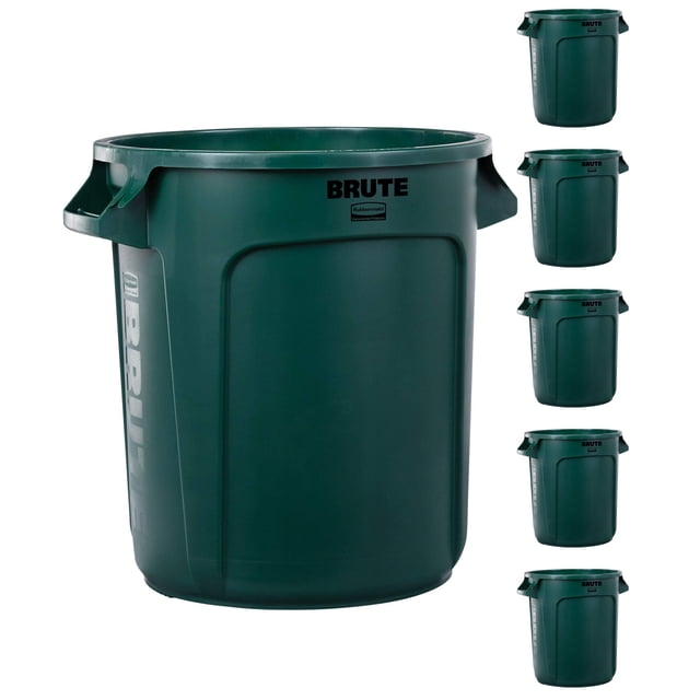 Bote de basura Rubbermaid Commercial Products BRUTE, 10 L, verde, 6 unidades