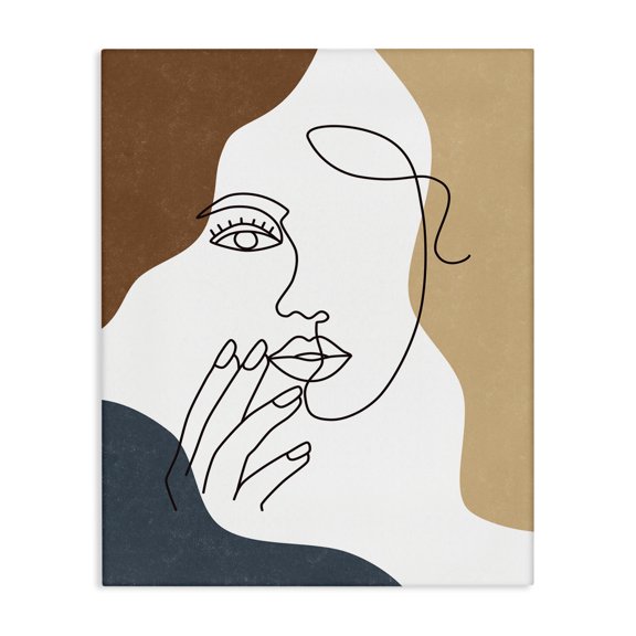 Stupell Industries Modern Female Portrait Line Drawing Between Abstract Shapes Canvas Art, 16 x 20, by JJ Design House LLC