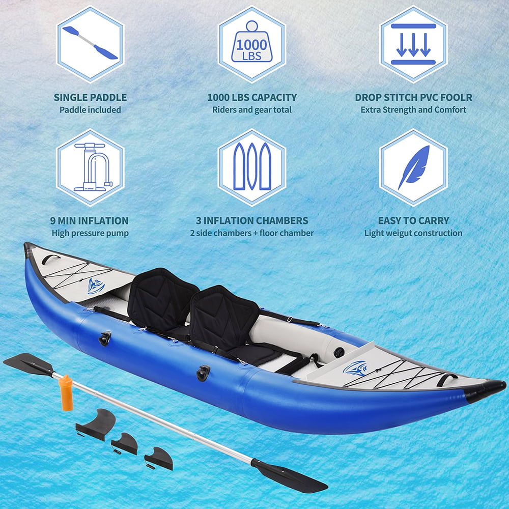 Inflatable Kayak Set with Paddle & Air Pump, Portable Recreational Touring Kayak Foldable