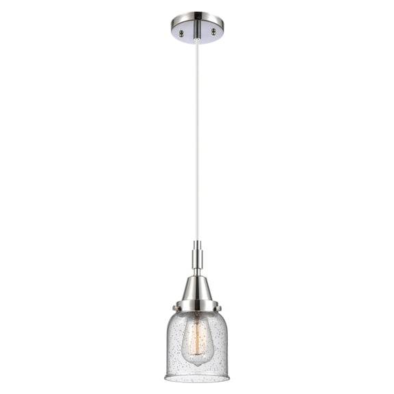 447-1P-PC-G54 Innovations Lighting Bell - 1 Light Cord Hung Mini Pendant-11.13 Inch Tall and 5 Inch Wide-Polished Chrome Finish-Seedy Glass Color