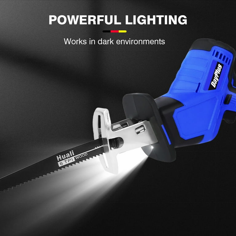 Dayplus Cordless Reciprocating Saw Wood Metal Cutting 2 Batteries Charger Pruning Sabre