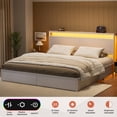 thumbnail image 4 of GUNAITO King Size Bed Frame with Headboard and 4 Storage Drawers LED Platform Bed Frame with Charging Station White, 4 of 8
