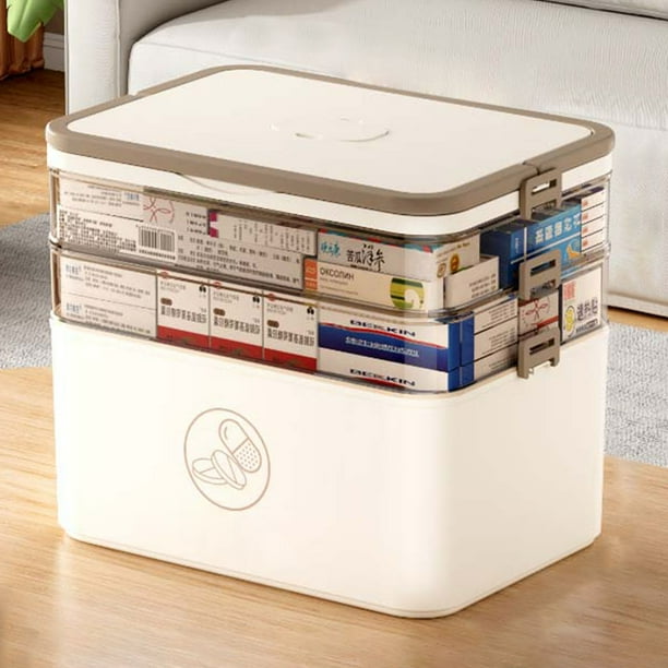 Caja de almacenamiento de 3 niveles Fiudx contenedor vacío para botiquín de primeros auxilios