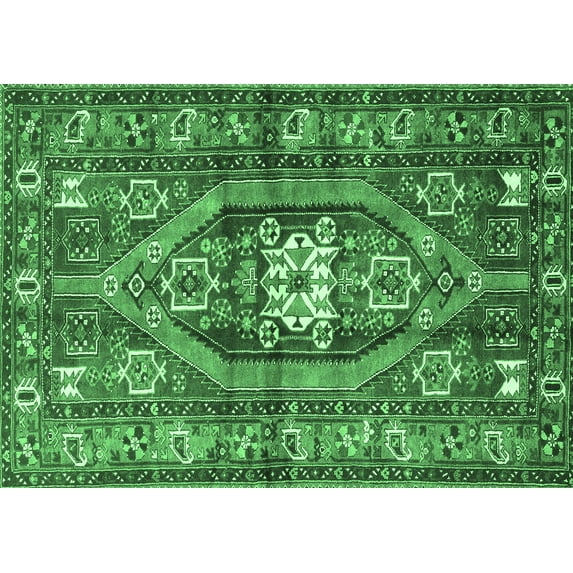 Ahgly Company Indoor Rectangle Persian Emerald Green Traditional Area Rugs, 5' x 8'