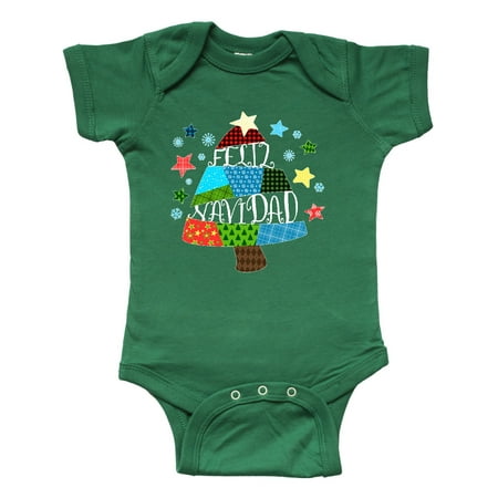 

Inktastic Feliz Navidad Patchwork Tree Quilting Gift Baby Boy or Baby Girl Bodysuit