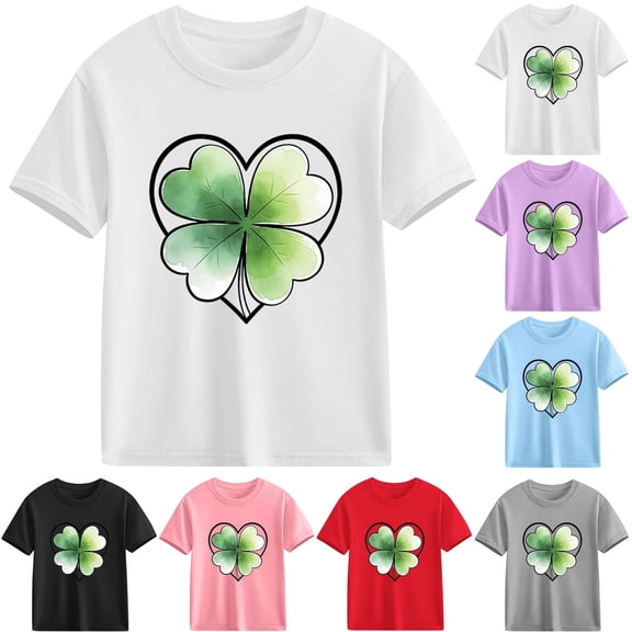 Agkizg Girls Graphic Tees,Kids Green Printed T-Shirt,Girls Short Sleeve Cotton Casual Tee