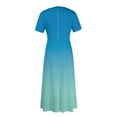 thumbnail image 4 of Women's Plus Size Casual Fashion Gradient Print Round Neck Short Sleeve Pocket Tie-Waist Swing Dress - Sky Blue XL, 4 of 5