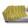 thumbnail image 3 of Dogs Soft Flannel Fleece Throw Blanket, Yellow Background with Fun Pet Characters in Simple Doodle Style, Cozy Plush for Indoor and Outdoor Use, 50" x 60", Yellow Pale Brown Black, by Ambesonne, 3 of 6