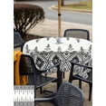 thumbnail image 5 of Outdoor Tablecloths with Umbrella Hole & Zipper, Black White Boho 60x60 Inch Square Tablecloths, Vintage Ethnic Tribe Abstract Art Retro Waterproof Table Cloth, Patio/Pool/Picnic Table Covers, 5 of 8