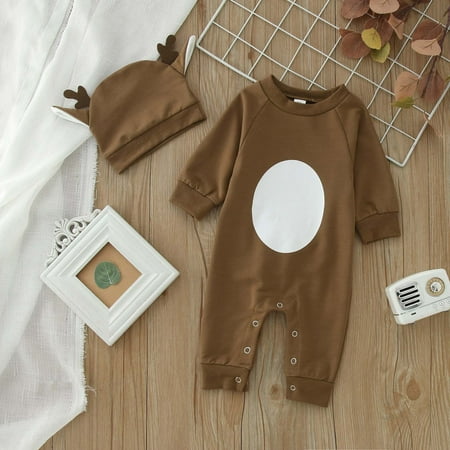 

CieKen Boys Girls Long Sleeve Christmas Cartoon Deer Prints Romper Jumpsuit Clothes Clearance Toys