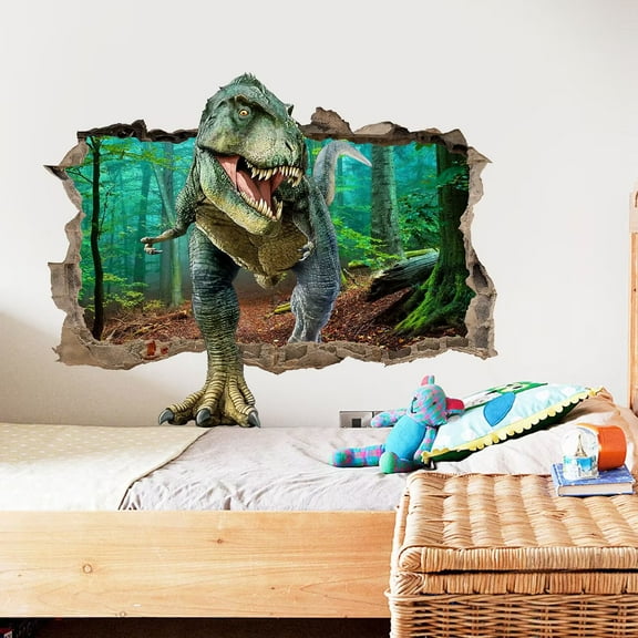 Removable  Dinosaur Wall Stickers Broken 3D Decorative Wall Decals Removable Boys Bedroom Baby Nursery Childrens Wall Decor