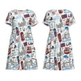 thumbnail image 6 of Lafuoo London Landmark2 Pattern Women's Short Sleeve Dress, Elastic Waist with Pockets, Knee-length A-line Skirt, Summer Casual Wear-Large, 6 of 8