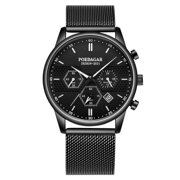 POEDAGAR Men Watch Sport Chronograph Waterproof Luminous Date Wristwatch Fashion Ultra Thin Mesh Belt Men's Watches